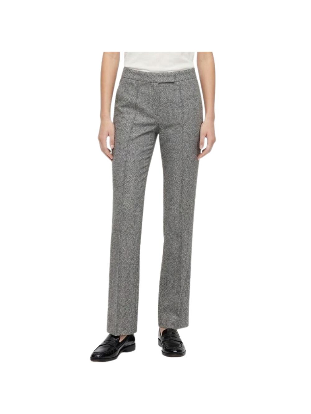 The Wrights Heather Gray Black Slim Straight Leg Wool Trousers Pants size 2